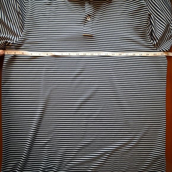 Straight Down Del Mar Stripe Performance Polo Shirt Blue Moisture Wicking L ⛳ - Picture 8 of 9